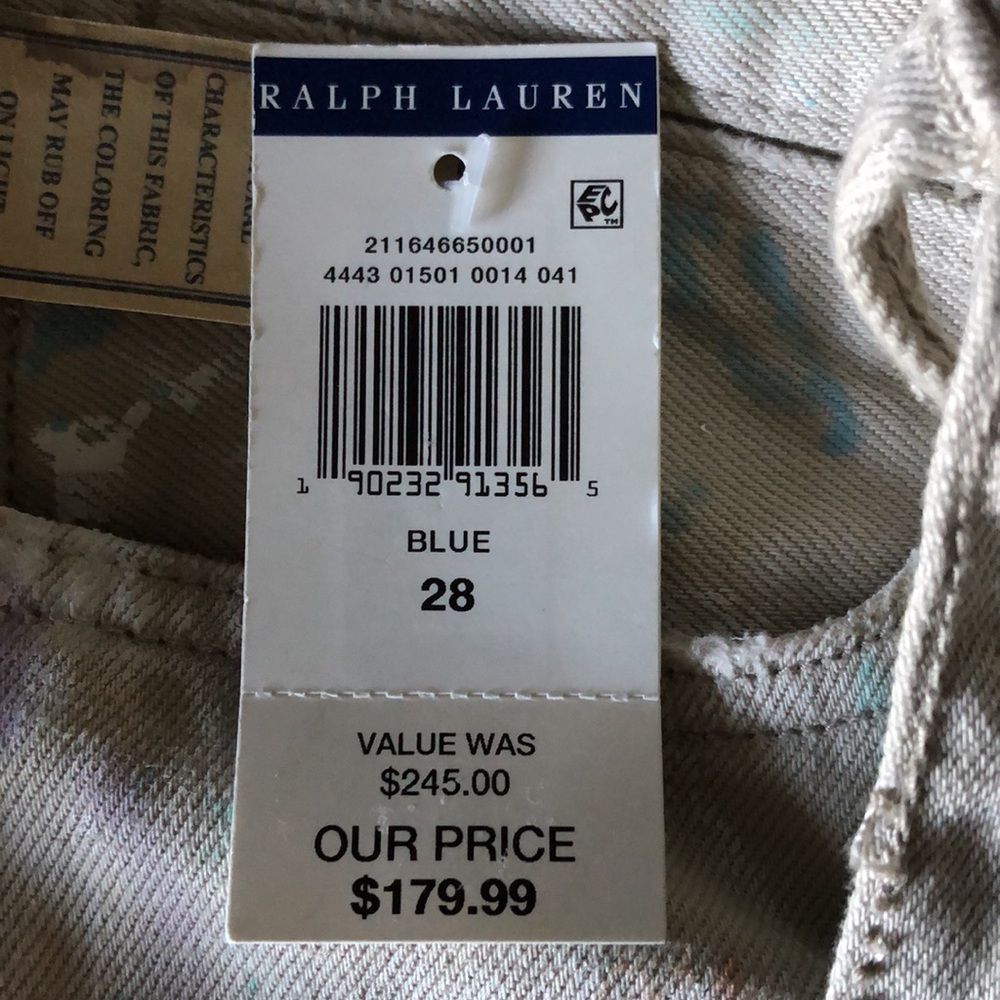 Polo Ralph Lauren Astor Boyfriend Jeans Khaki Paint Splatter Size 28 Women’s - Picture 3 of 16